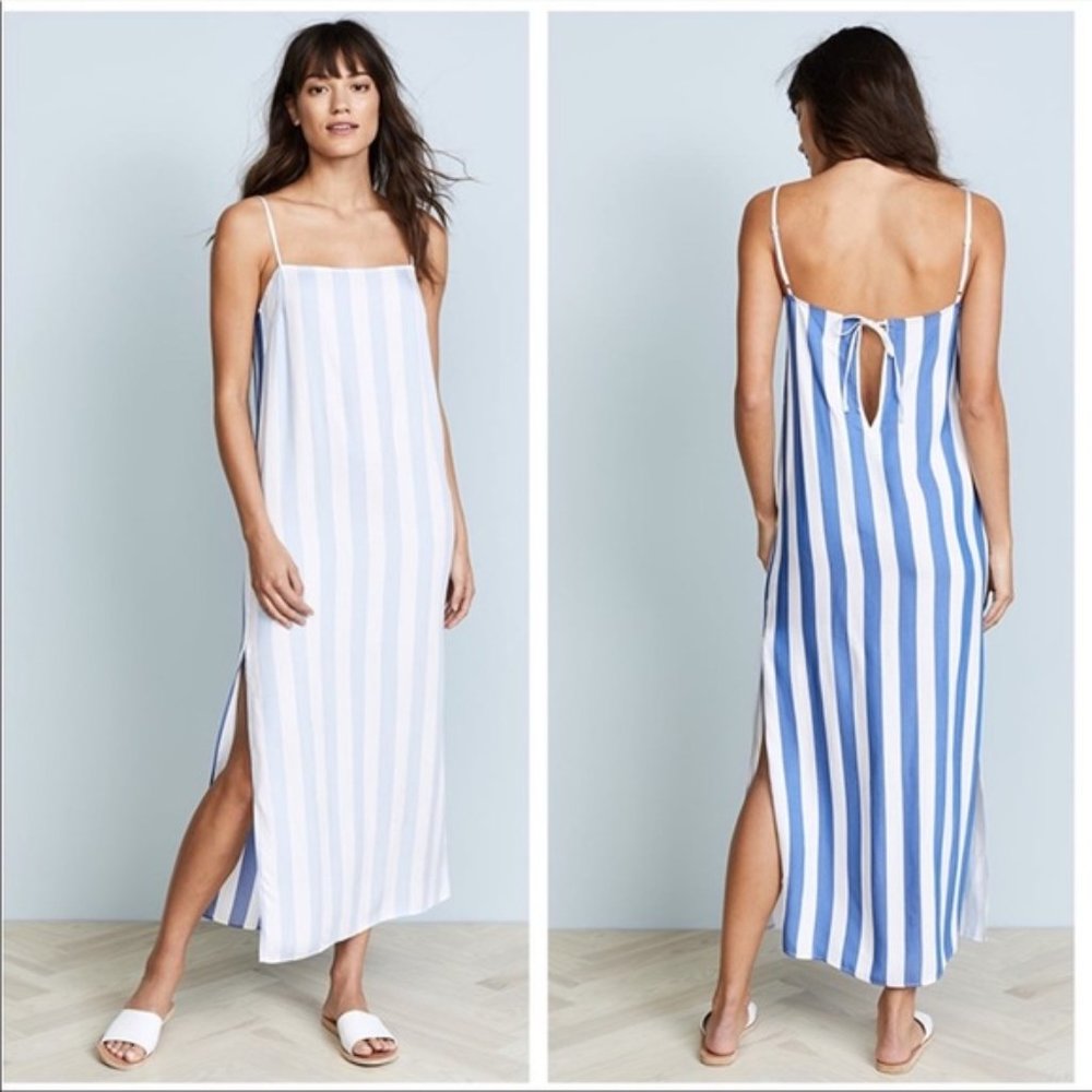 Mara Hoffman Swim white blue stripe midi dress
